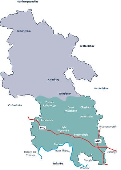 Map of south Buckinghamshire